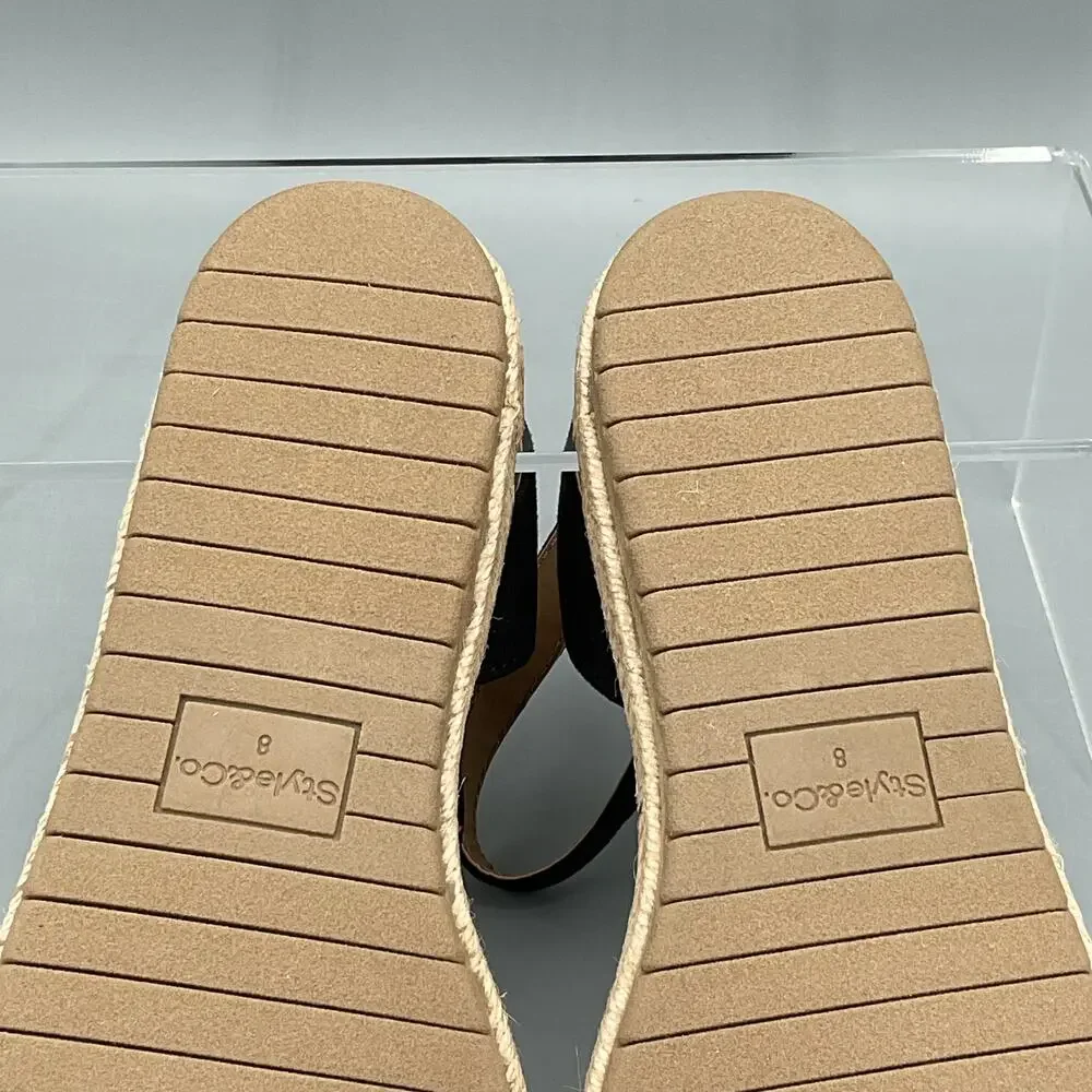 NEW Style & Co Women’s Peggyy Ankle Strap Espadrille Flat Sandals Black Size 8M - Picture 9 of 10
